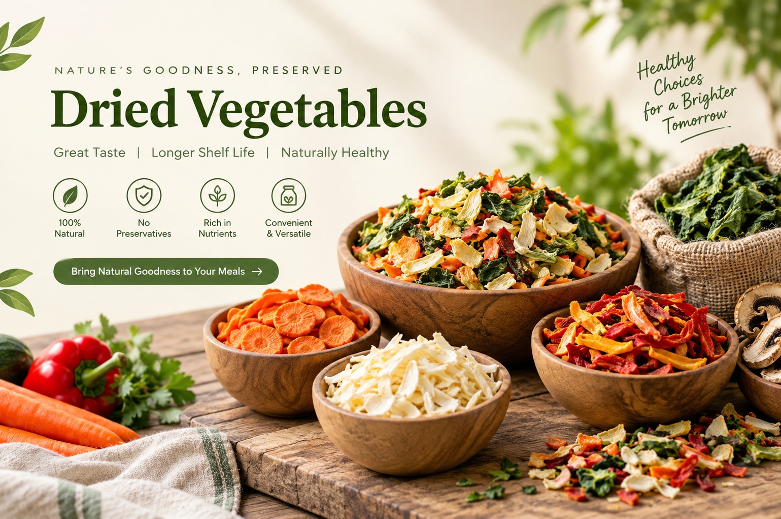 Premium dried vegetable flakes